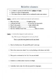 English Worksheet: Relative clauses