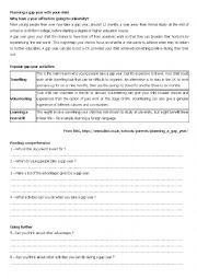 English Worksheet: Planning a gap year with your child