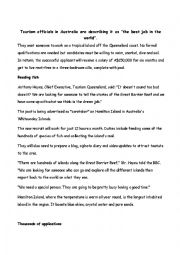 English Worksheet: best job in the world