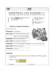 English Worksheet: GREETINGS