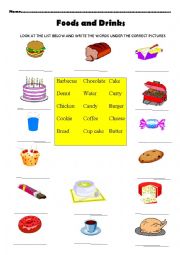 English Worksheet: Food and Drink