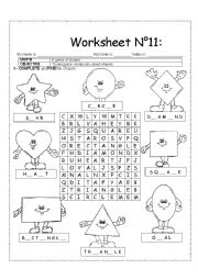 English Worksheet: Shapes wordsearch