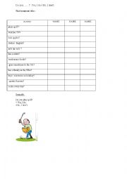 English Worksheet: Fin someone who...