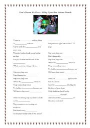 English Worksheet: Dont Dream Its Over - Miley Cyrus and Ariana Grande