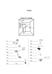 English Worksheet: PARTS OF A HOUSE
