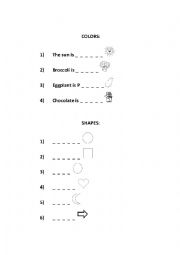 English Worksheet: COLORS AND SHAPES