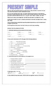 English Worksheet: Present Simple 