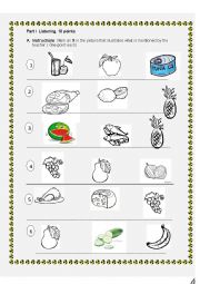 English Worksheet: Fruits, Pets and numbers