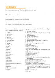 English Worksheet: Grease