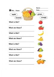 English Worksheet: This , These