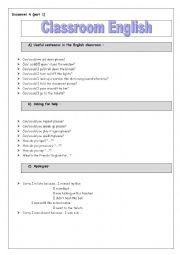 English Worksheet: classroom english