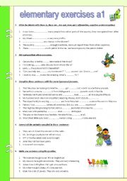 English Worksheet: Review. Elementary exercises (A1)