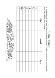 English Worksheet: Three word