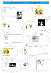 English Worksheet: can you  .... ? can I .... ?