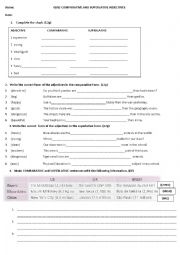 English Worksheet: comparative and superlative 