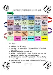English Worksheet: COUNTABLE AND UNCOUNTABLE NOUNS BOARD GAME