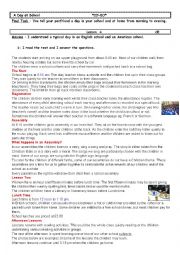 English Worksheet: A Day at School Lesson4