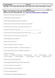 English Worksheet: A Day at School Lesson5