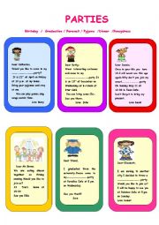 English Worksheet: party invitation cards