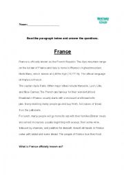 English Worksheet: Learn about France