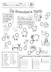 English Worksheet: On Grandpas farm