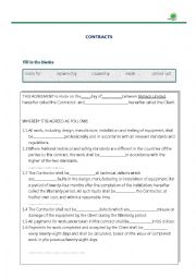 English Worksheet: commercial contract