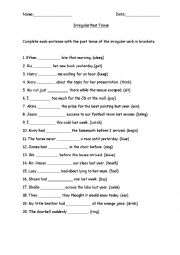 English Worksheet: Irregular Past Tense