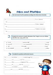 English Worksheet: like and dislike