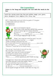 English Worksheet: The Leprechaun Song 