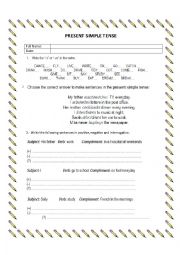 English Worksheet: Present simple tense