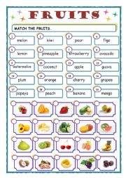 English Worksheet: The Fruits