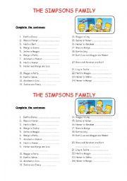 English Worksheet: The Simpsons family tree - exercice 3/3