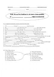 English Worksheet: FIRST CONDITIONAL   EVALUATION 
