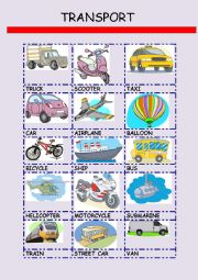 English Worksheet: TRANSPORT