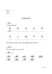 English Worksheet: Numbers (Cardinal numbers)