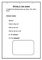 English Worksheet: animal writing