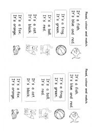 English Worksheet: Read, color and match