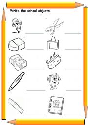 English Worksheet: School Objects