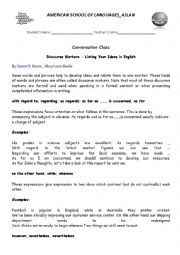 English Worksheet: Discourse Markers