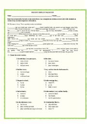 English Worksheet: SIMPLE PRESENT EVALUATION