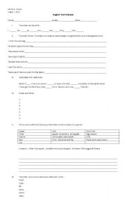 English Worksheet: test review contents