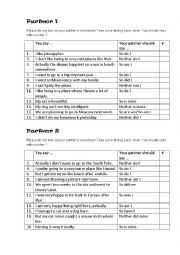 English Worksheet: Pairwork