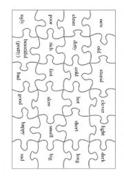 English Worksheet: Opposites - Adjectives, Puzzles