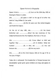 English Worksheet: Queen Victoria biography