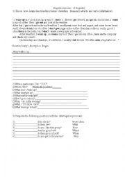 English Worksheet: English exercises- 6 grade-simple presente and interrogative pronouns