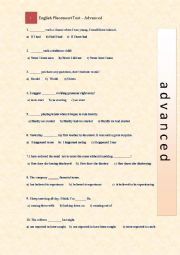 English Worksheet: Placement Test, Advanced
