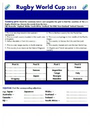 English Worksheet: Rugby world cup 2015 Teams and countries