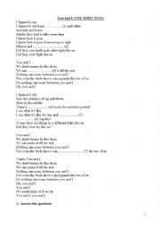 English Worksheet: one direction, You and I