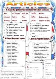 English Worksheet: Articles