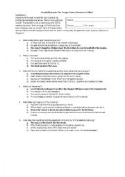 English Worksheet: The Hunger Games (Suzanne Collins) - Part 1 Test